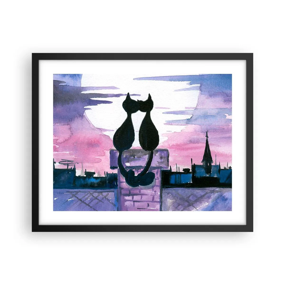 Plakát v černém rámu - Rendez-vous pod měsíčkem - 50x40 cm