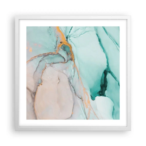 Plakát v bílém rámu - Tanec tvarů a barev - 50x50 cm