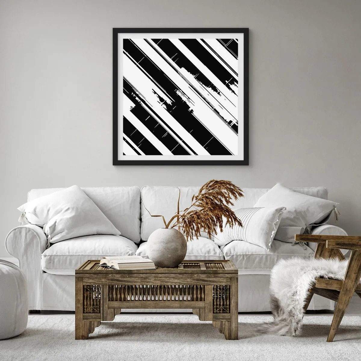 Plakát v černém rámu - Intenzivní a dynamická kompozice - 30x30 cm