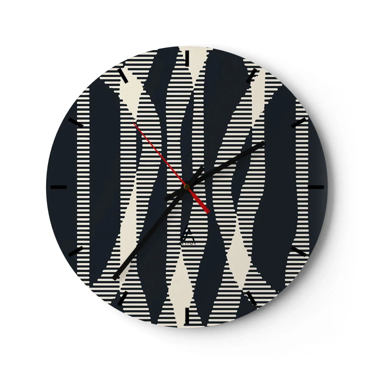 Nástěnné hodiny - Černý a béžový pruhovaný vzor s optickým efektem - 30x30cm - Pokus o prolomení temnoty - Moderní nástěnná dekorace do obývacího pokoje, kuchyně a ložnice ARTTOR