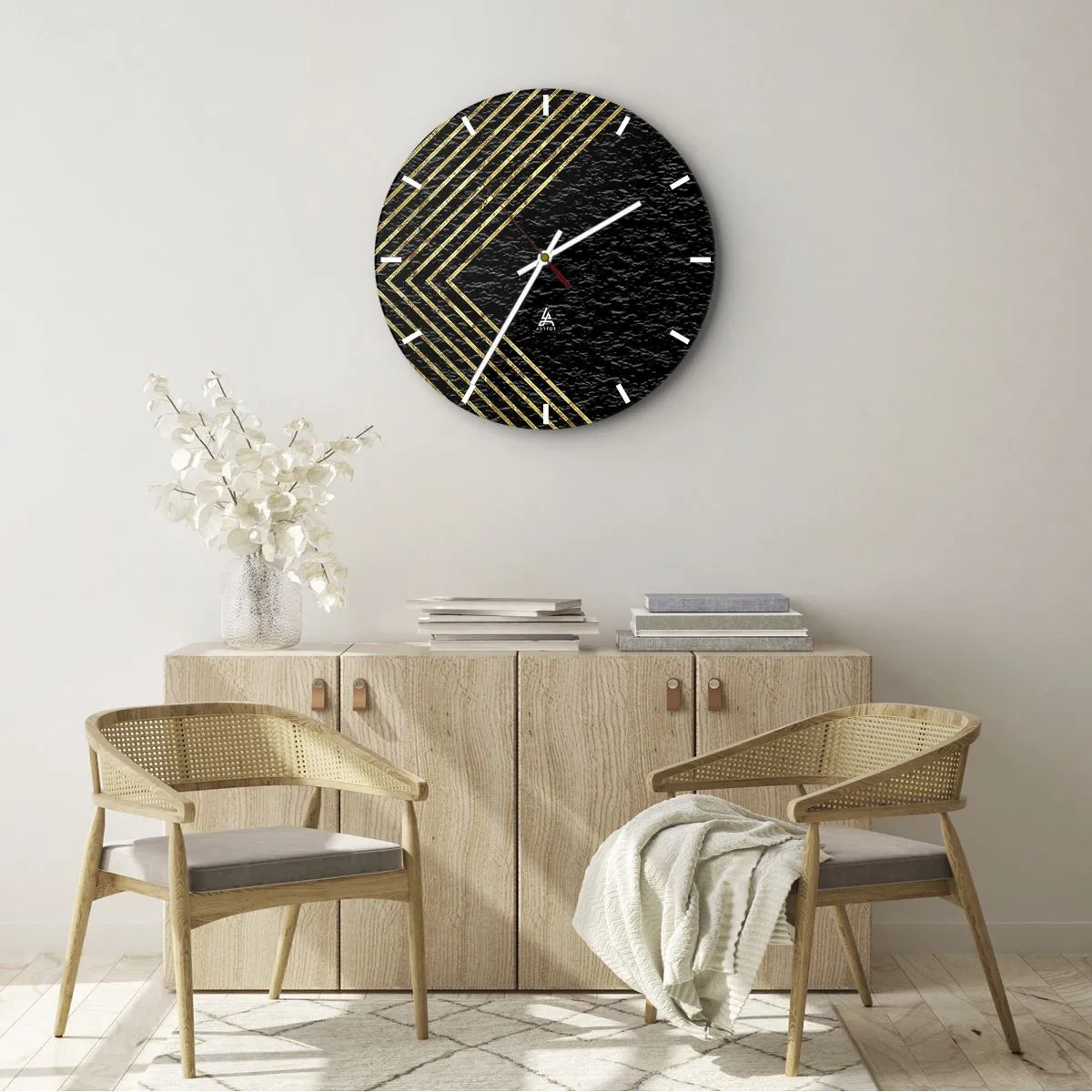 Nástěnné hodiny - Geometrie ve stylu glamour - 40x40 cm