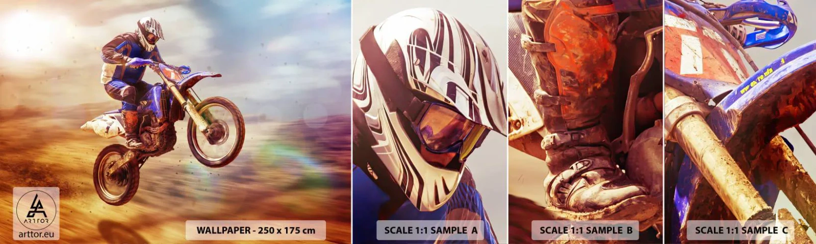 Vzor Fototapety Samolepicí Deluxe Sticker - Motocyklová závrať - Motokros, Sport, Motocyklista - 100x30 cm