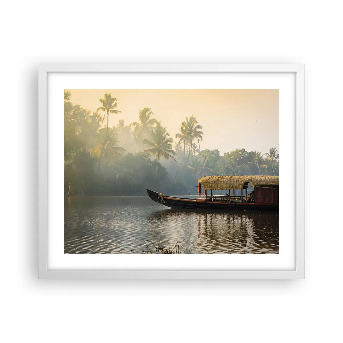 Plakát v bílém rámu - Dům na řece - 50x40 cm