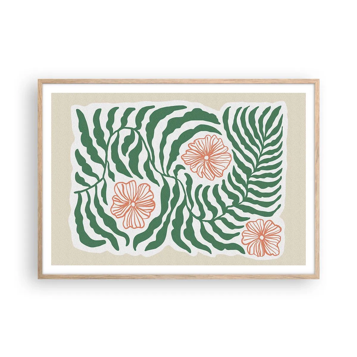 Plakát v rámu světlý dub - Rozkvetlé v zeleni - 100x70 cm