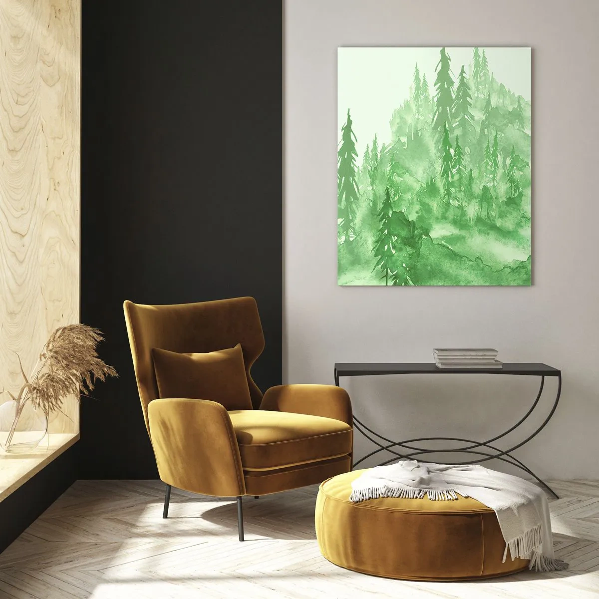 Obraz na skle - Rozmazaný zelenou mlhou - 50x70 cm