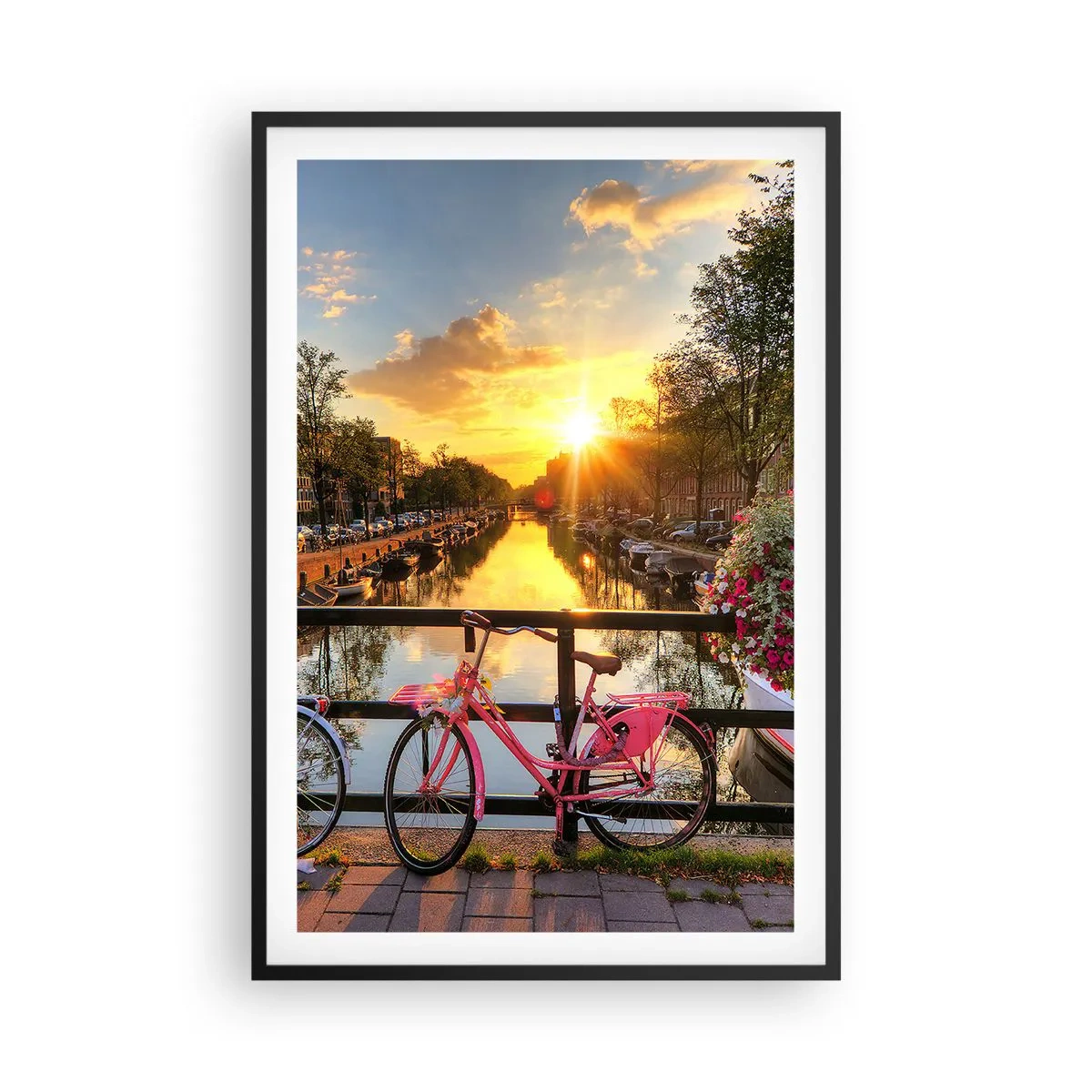 Plakát v černém rámu - Jarní ráno v Amsterdamu - 61x91 cm