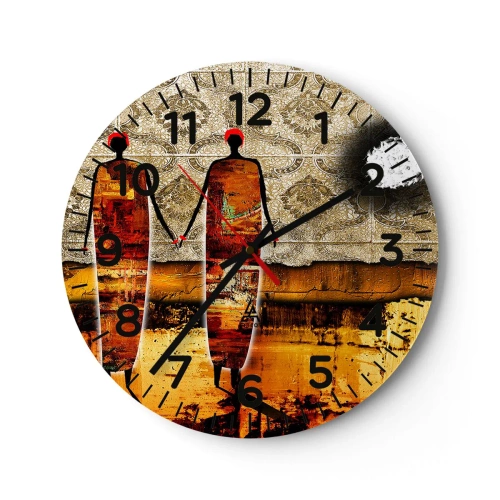 Nástěnné hodiny - Etnická kompozice v barvách Afriky - 40x40 cm