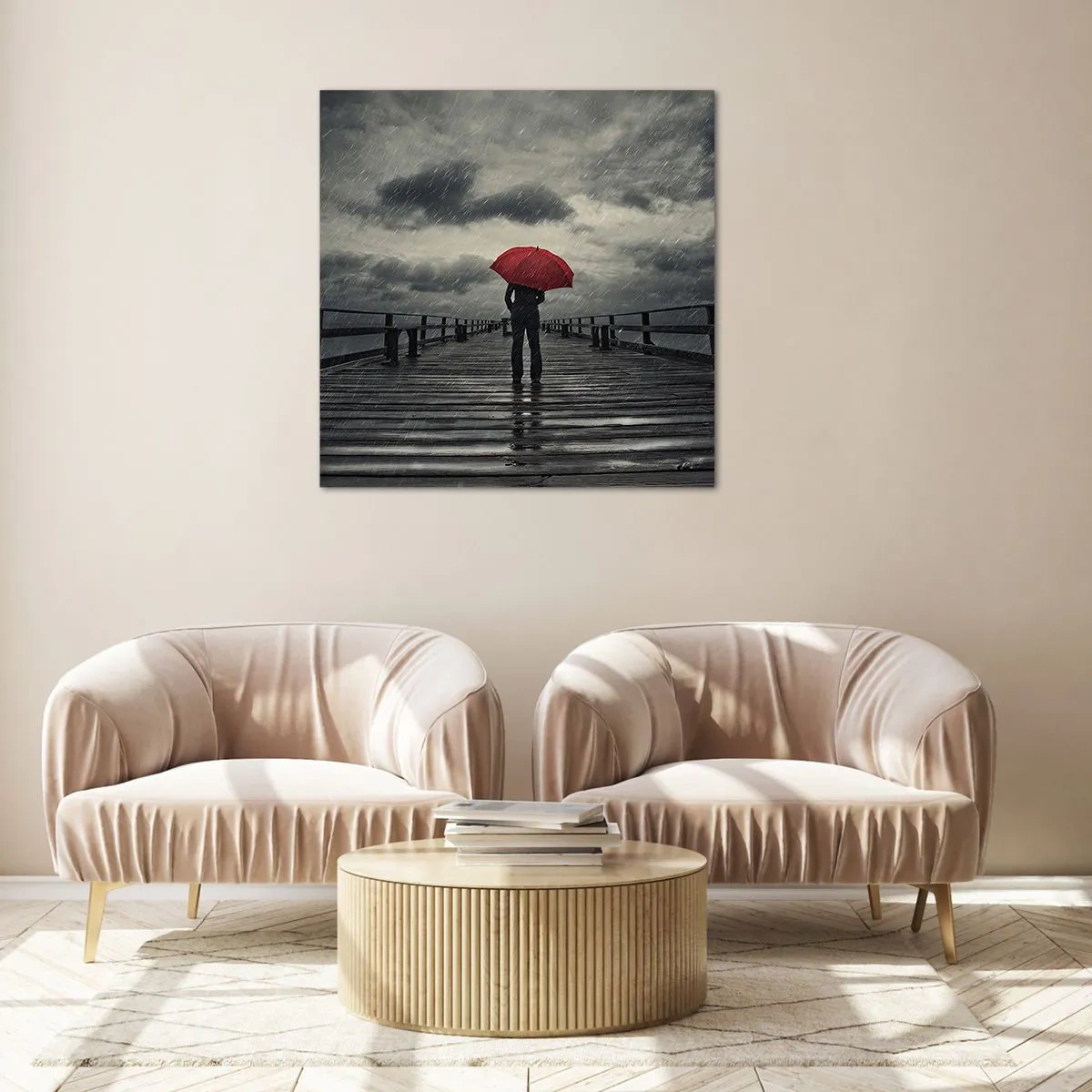 Obraz na skle - Nevadí, že prší - 70x70 cm