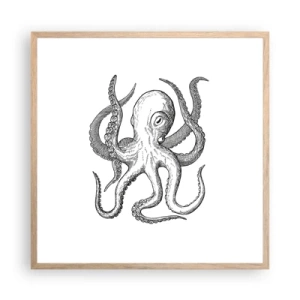 Plakát v rámu světlý dub - Tančící s vlnami - 60x60 cm