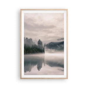 Plakát v rámu světlý dub - V zamyšlení, v mlze - 61x91 cm