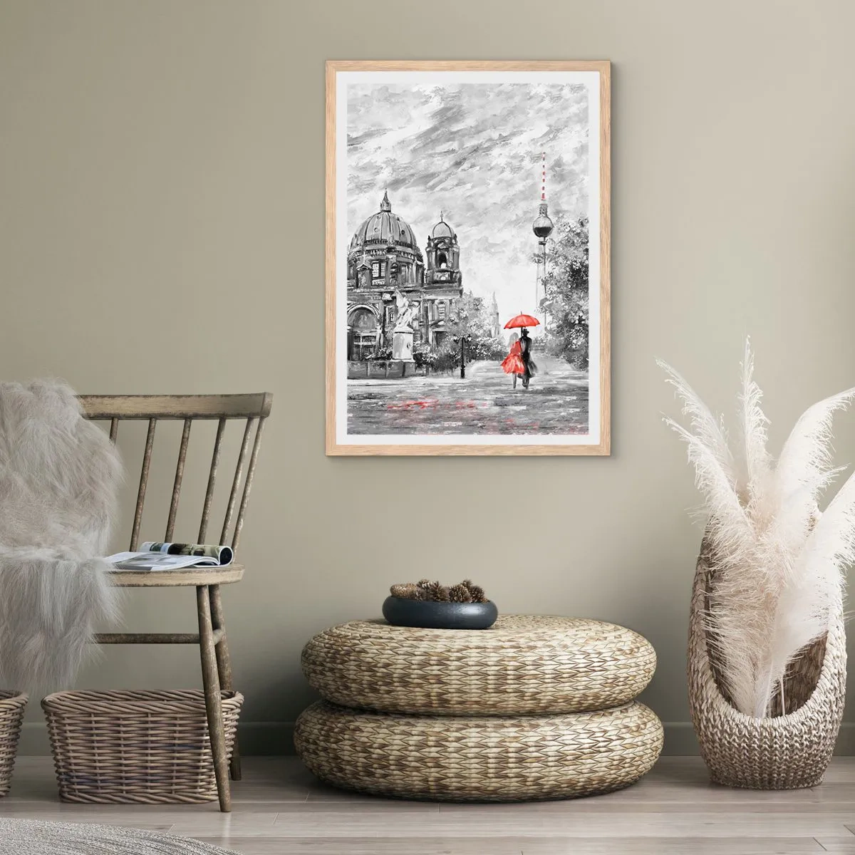 Plakát v rámu světlý dub - Berlínské setkání - 50x70 cm