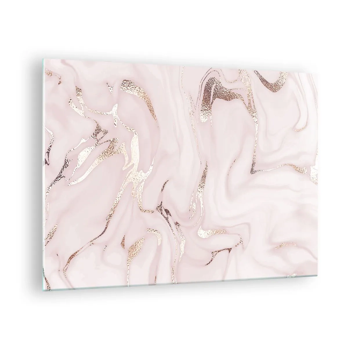 Obraz na skle - Růžovo zlatý abstraktní mramorový vzor - 70x50cm - V růžovém šílenství - Moderní nástěnná dekorace do obývacího pokoje a ložnice ARTTOR
