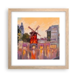 Plakát v rámu světlý dub - Pařížské ikony – Moulin Rouge - 30x30 cm