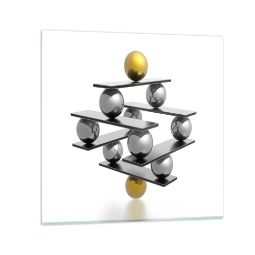 Obraz na skle - Zlato-stříbrná rovnováha - 40x40 cm