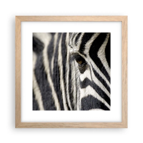 Plakát v rámu světlý dub - Portrét s pruhy - 30x30 cm