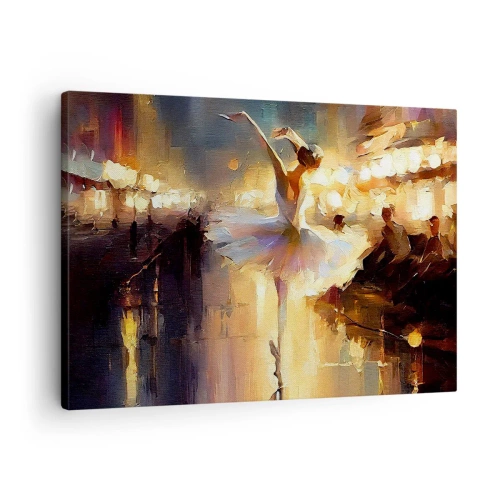 Obraz na plátně - Baletka tančící před osvětleným pódiem - 70x50cm - Zázrak na ulici - Moderní nástěnná dekorace do obývacího pokoje a ložnice ARTTOR
