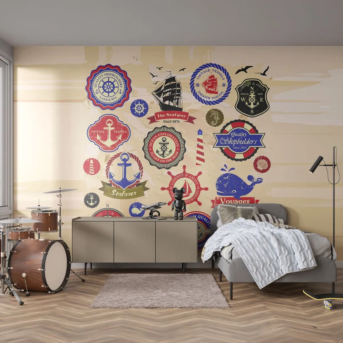 Fototapeta Samolepicí Deluxe Sticker - Námořnické bratrstvo - Námořní, Kotva, Kompas - 250x175 cm