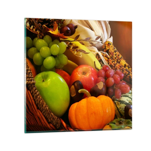 Obraz na skle - Košík úrody - 60x60 cm