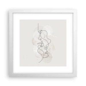 Plakát v bílém rámu - Zamotaní v objetí - 30x30 cm