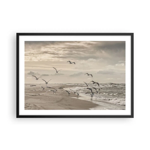 Plakát v černém rámu - Šumění moře, zpěv ptáků - 70x50 cm