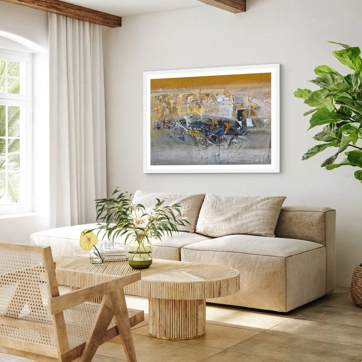 Plakát v bílém rámu - Všechno se podaří - 100x70 cm