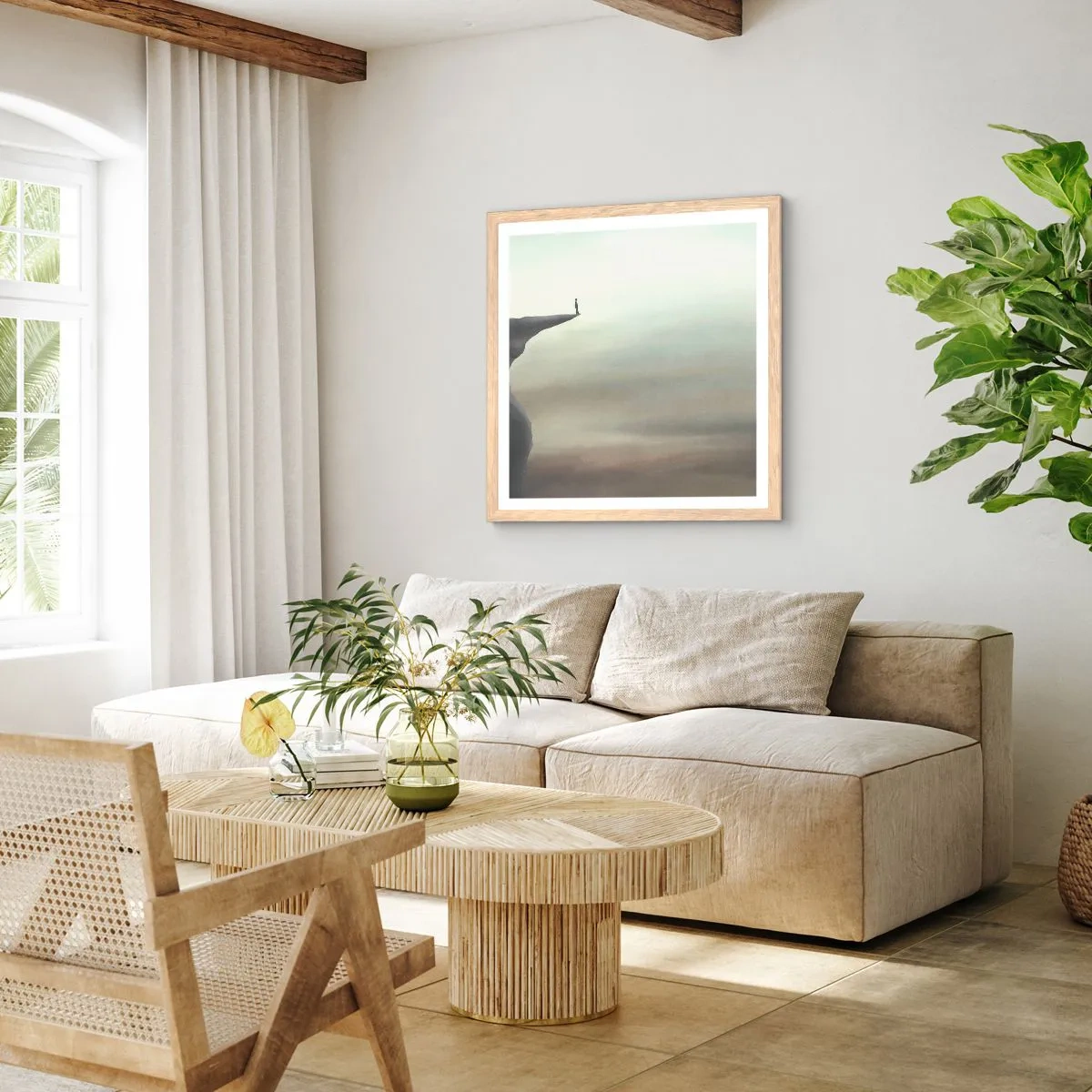 Plakát v rámu světlý dub - Nahoru, samozřejmě! - 40x40 cm