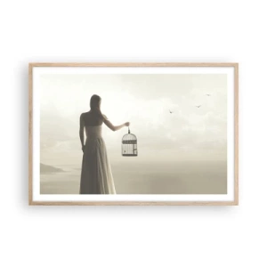 Plakát v rámu světlý dub - Buď svobodná - 91x61 cm