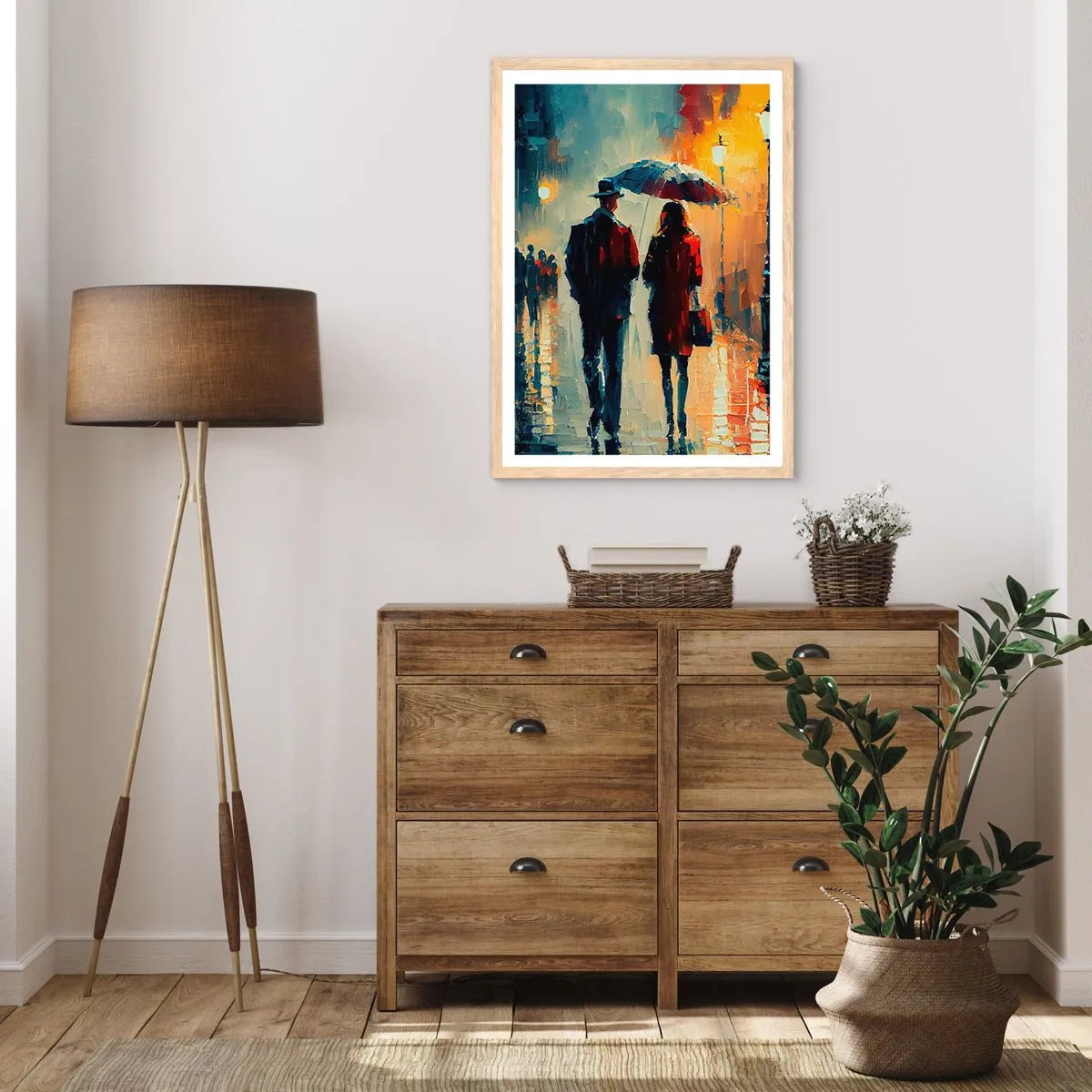 Plakát v rámu světlý dub - Městská love story - 50x70 cm