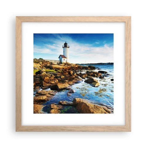 Plakát v rámu světlý dub - Vraťte se šťastně, čekám - 30x30 cm