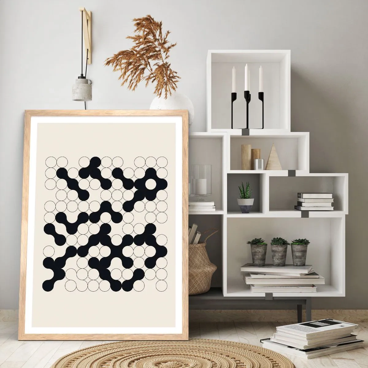 Plakát v rámu světlý dub - Čínská hra – variace - 30x40 cm