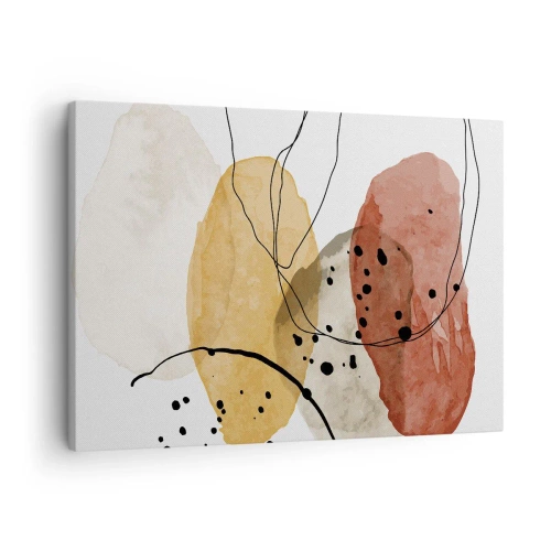 Obraz na plátně - Abstraktní skvrny v odstínech béžové, žluté a červené - 70x50cm - Jako lehký, průzračný vzduch - Moderní nástěnná dekorace do obývacího pokoje a ložnice ARTTOR