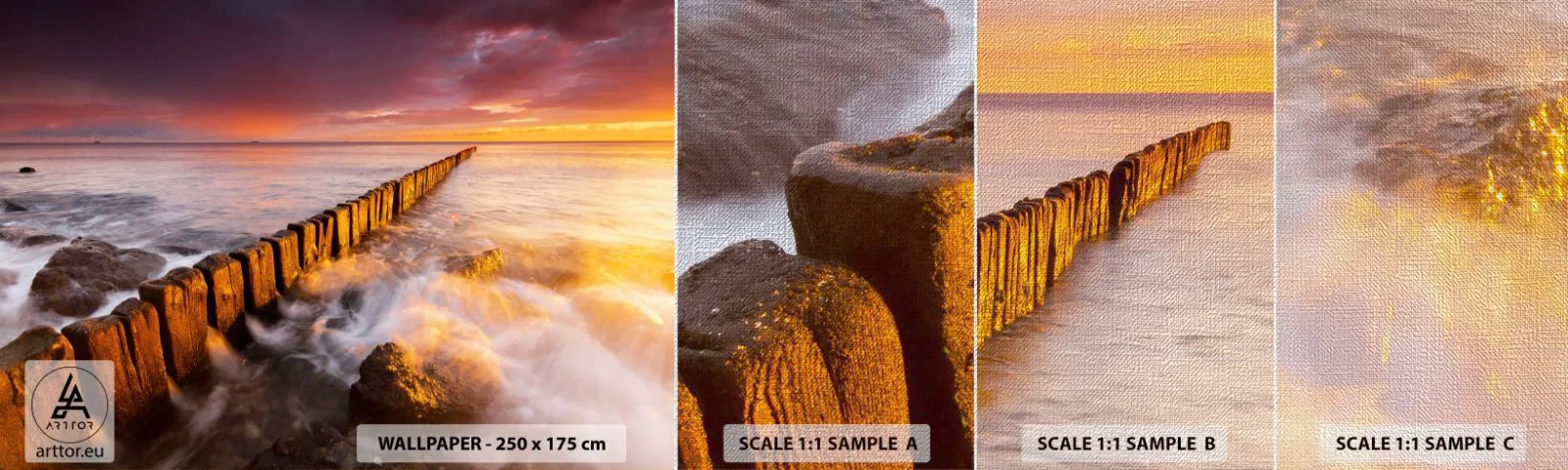 Vzor Fototapety Premium Canvas - Jemnost vln - Krajina, Západ slunce, Baltské moře - 100x30 cm