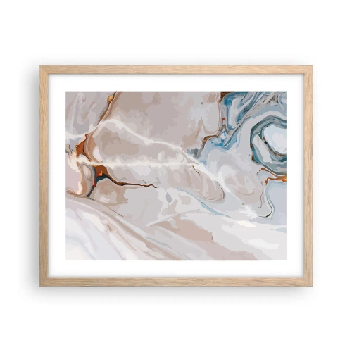 Plakát v rámu světlý dub - Modré meandry pod bílou - 50x40 cm