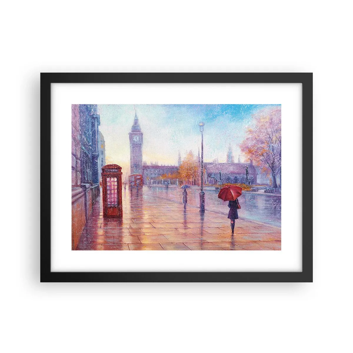 Plakát v černém rámu - Londýnský podzimní den - 40x30 cm