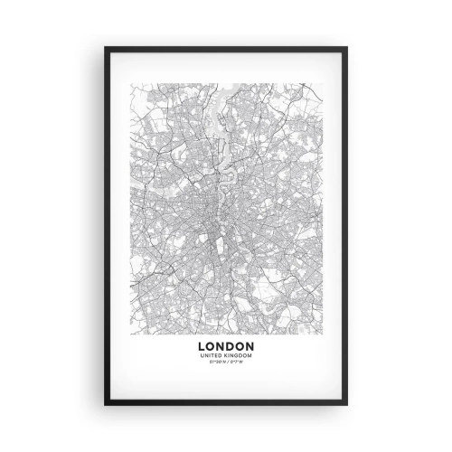 Plakát v černém rámu - Mapa londýnského labyrintu - 61x91 cm