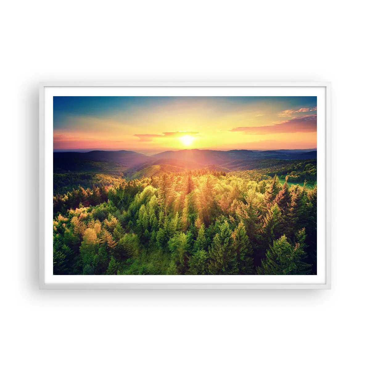 Plakát v bílém rámu - Vrcholky a vrcholy - 100x70 cm