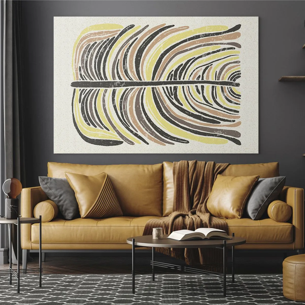 Obraz na skle - Organická abstrakce v teplých zemitých tónech na světlém pozadí - 70x50cm - Abstrakce plná života - Moderní nástěnná dekorace do obývacího pokoje a ložnice ARTTOR