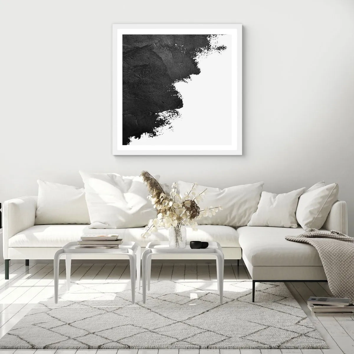 Plakát v bílém rámu - Živly: země - 60x60 cm