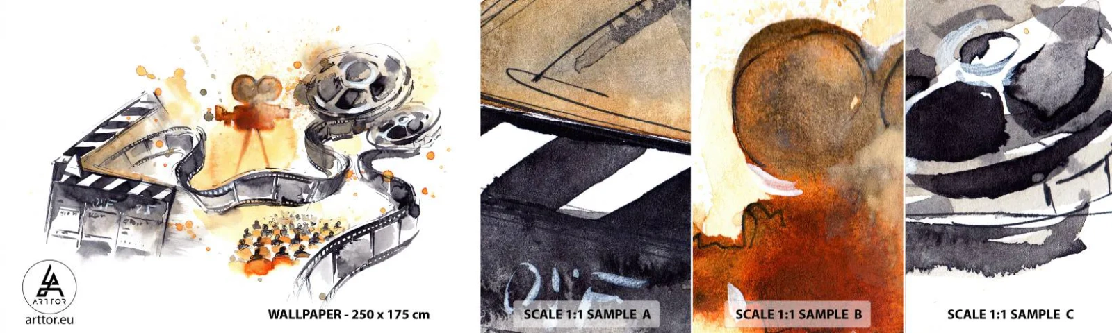 Fototapeta Vzorek Standard Eco - V krajině snů - Filmový projektor, Filmový kotouč, Kinematografie - 100x30 cm