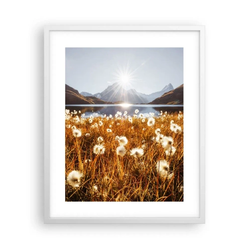 Plakát v bílém rámu - Tvrdost skal, měkkost trav - 40x50 cm