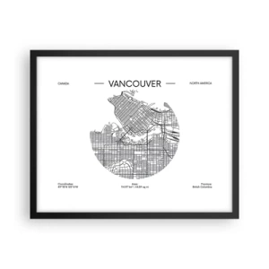 Plakát v černém rámu - Anatomie Vancouveru - 50x40 cm