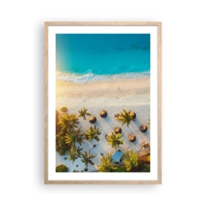 Plakát v rámu světlý dub - Vítej v ráji - 50x70 cm