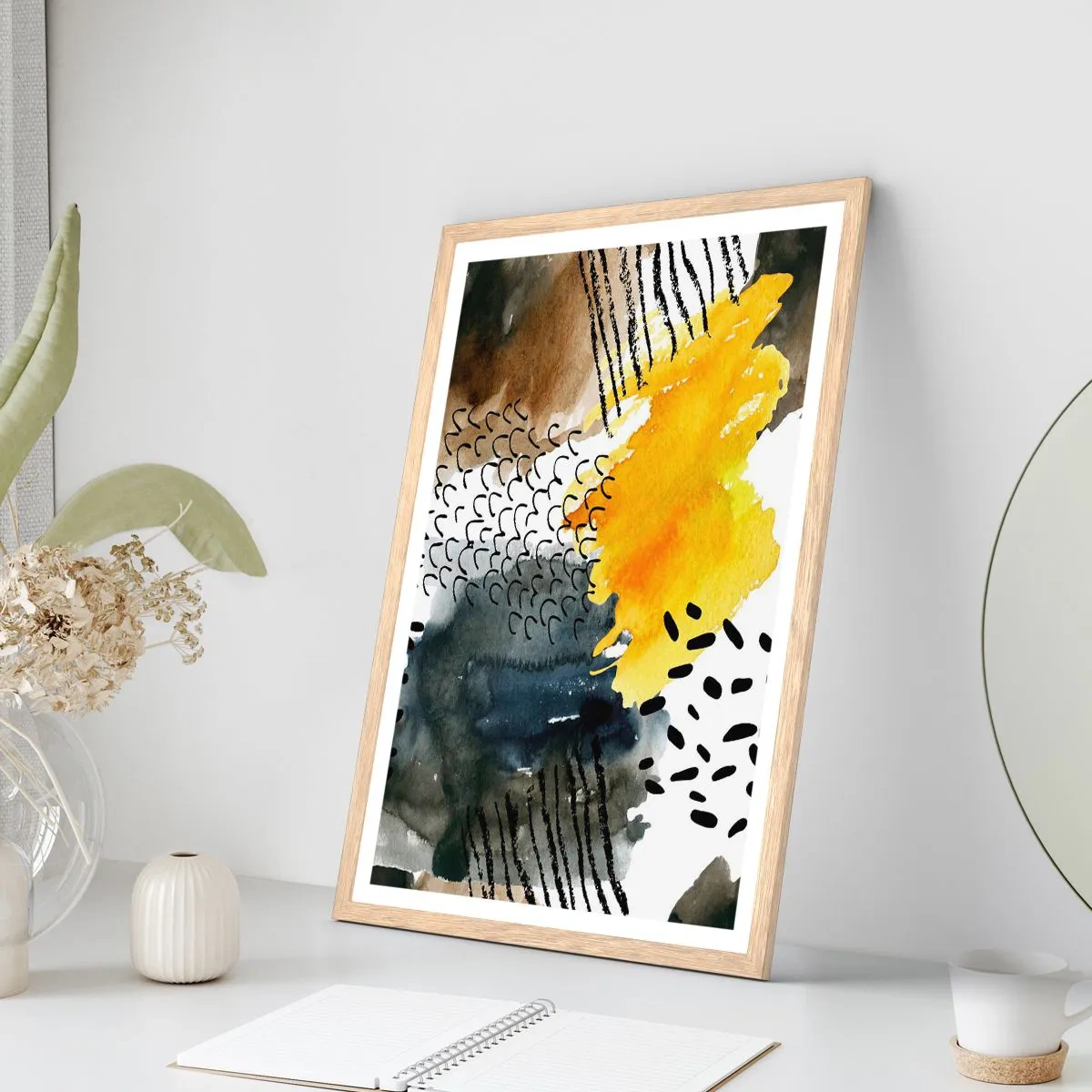 Plakát v rámu světlý dub - Setkání živlů - 50x70 cm