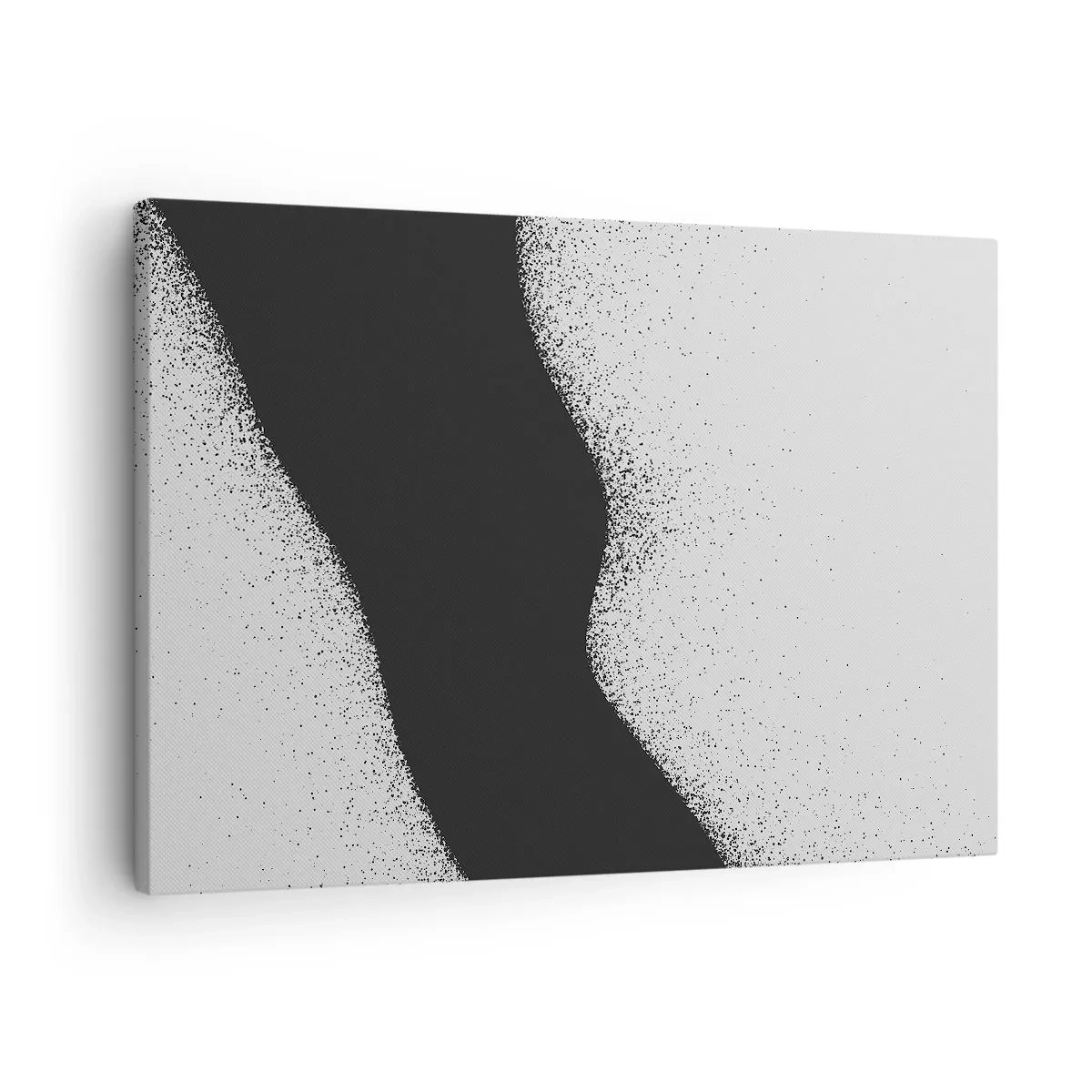 Obraz na plátně - Abstraktní černobílý vzor s jemnými tečkami na plátně - 70x50cm - Plynulá rovnováha - Moderní nástěnná dekorace do obývacího pokoje a ložnice ARTTOR