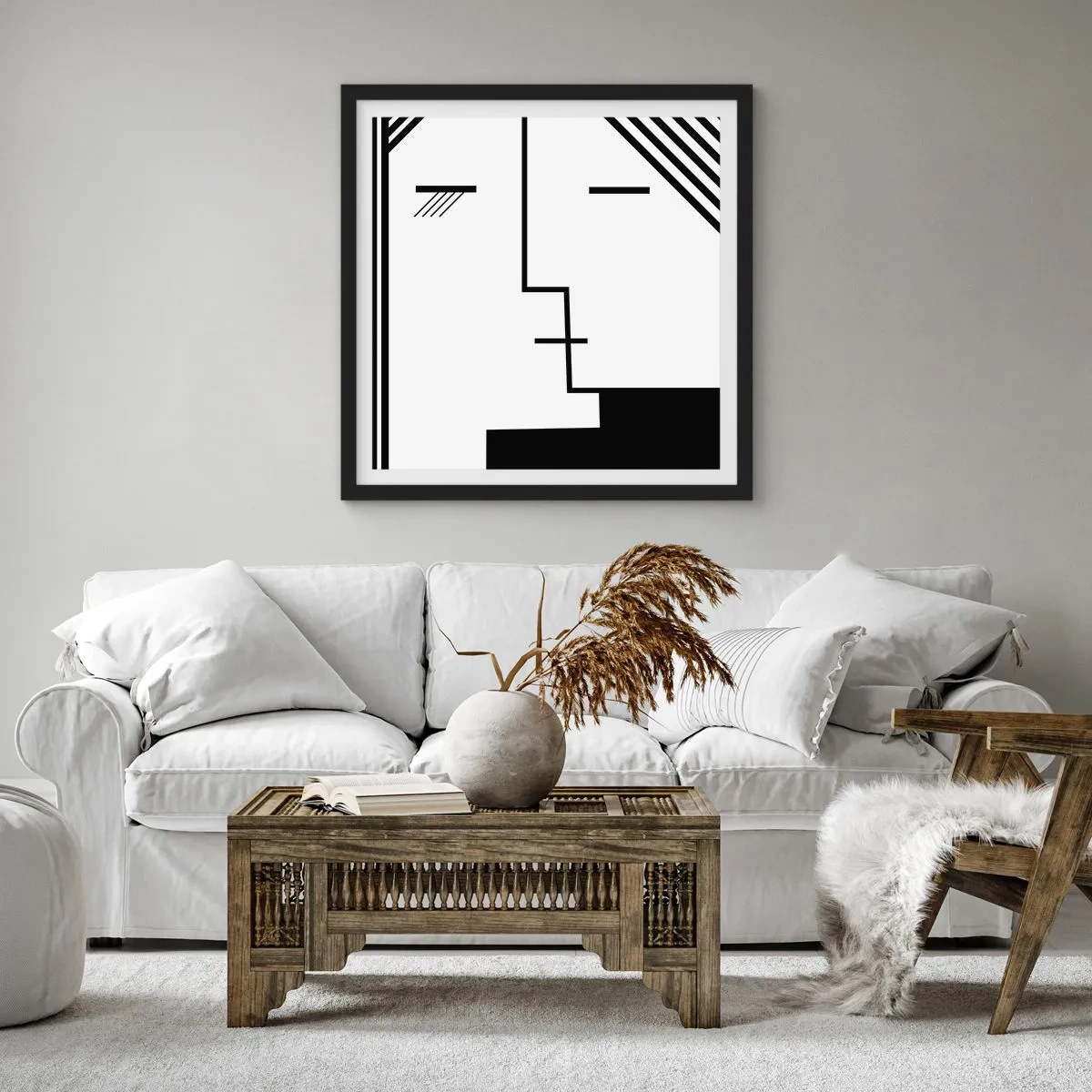 Plakát v černém rámu - Prostě polibek - 50x50 cm