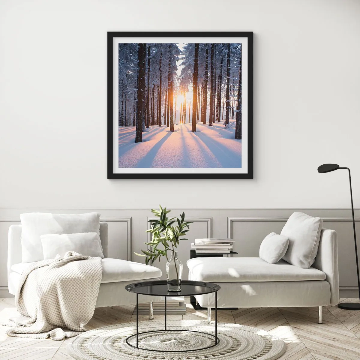 Plakát v černém rámu - Jasně černé na bílém - 60x60 cm