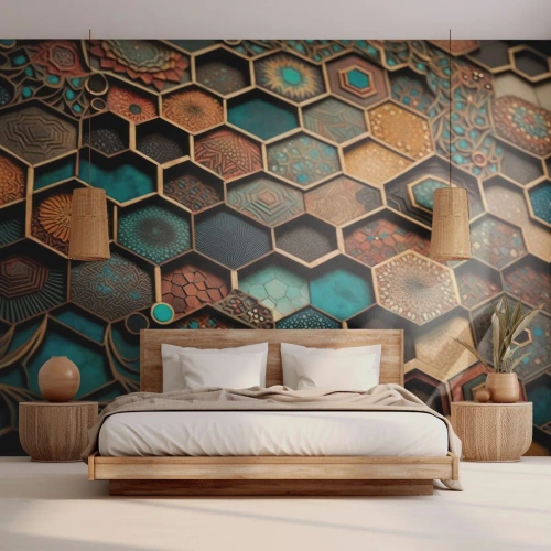 Fototapeta Premium Sand - Arabské ornamenty – variace - Krychle, Mozaika, Vzor - 100x70 cm