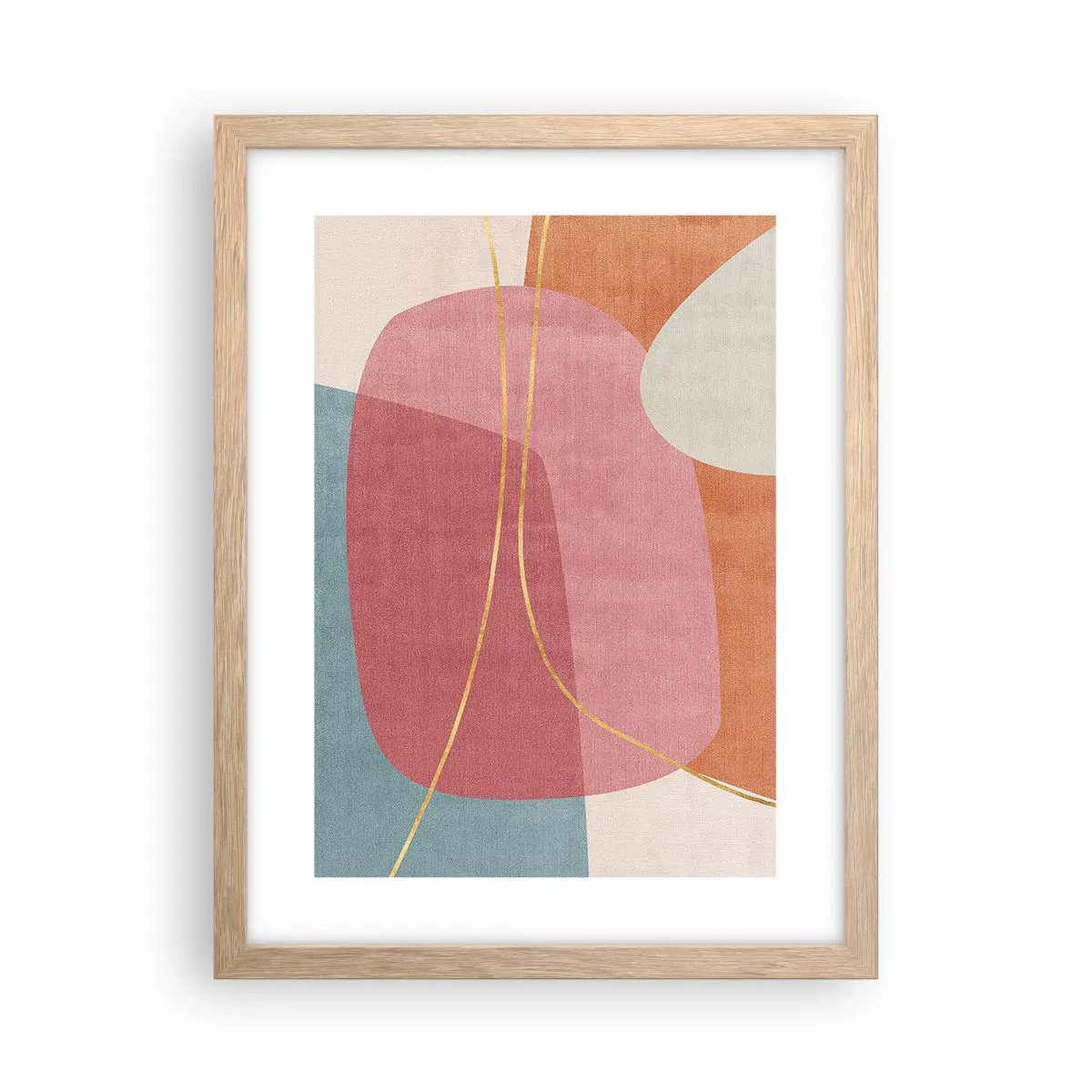 Plakát v rámu světlý dub - Pastelová kompozice se zlatou nití - 30x40 cm