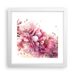 Plakát v bílém rámu - Květ kvetoucí třešně - 30x30 cm
