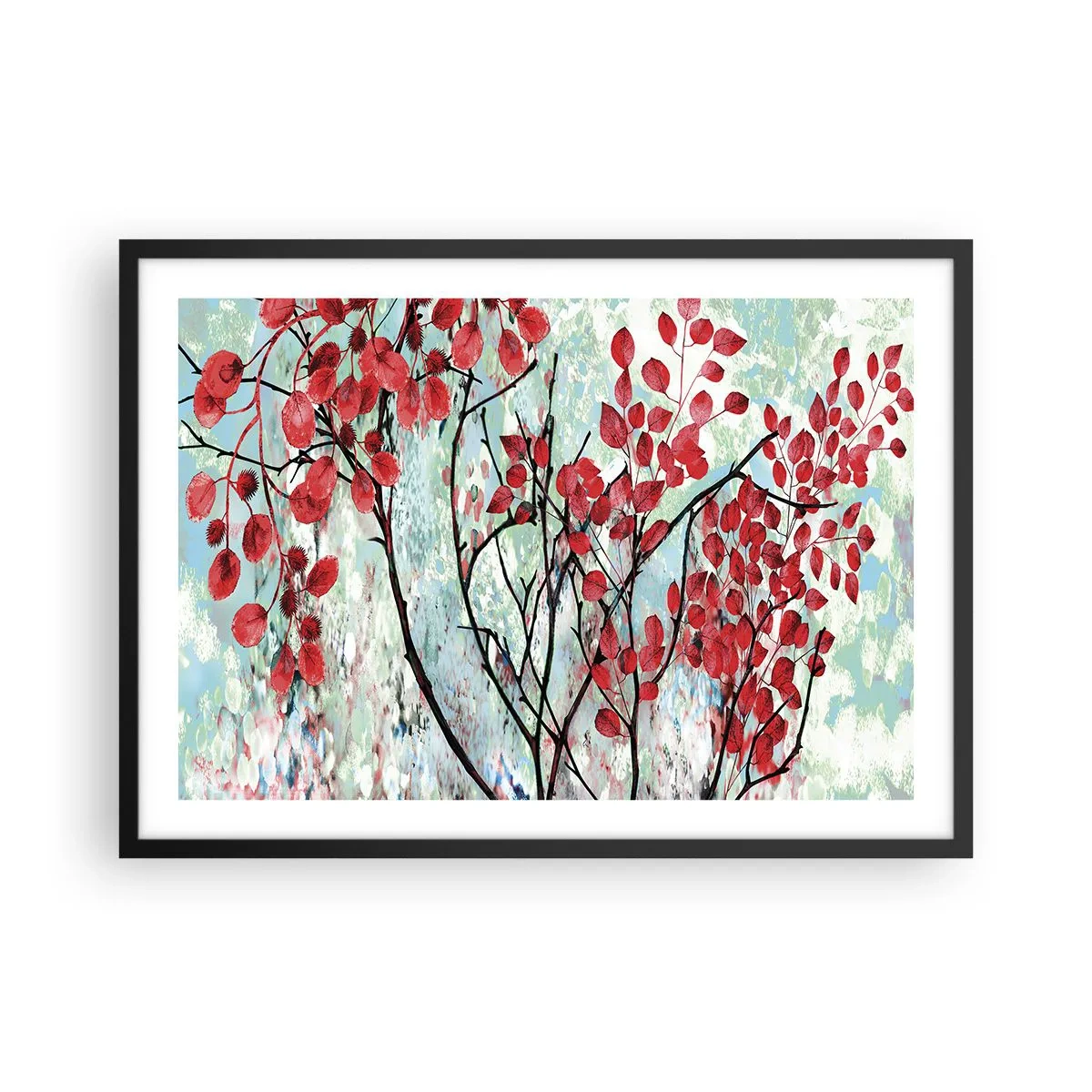 Plakát v černém rámu - Strom v šarlatové - 70x50 cm